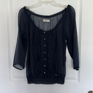 Abercrombie & Fitch Navy see through Top size M